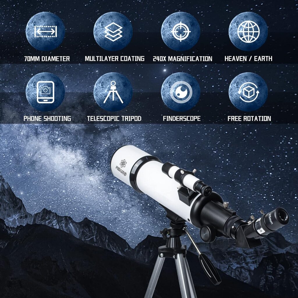 Telescope 80mm Aperture 600mm - for Beginners  Adults Astronomical Refracting Telescopes AZ Mount Tripod Fully Multi-Coated Optics 24X-180X High Magnification, with Wireless Control, Carrying Bag