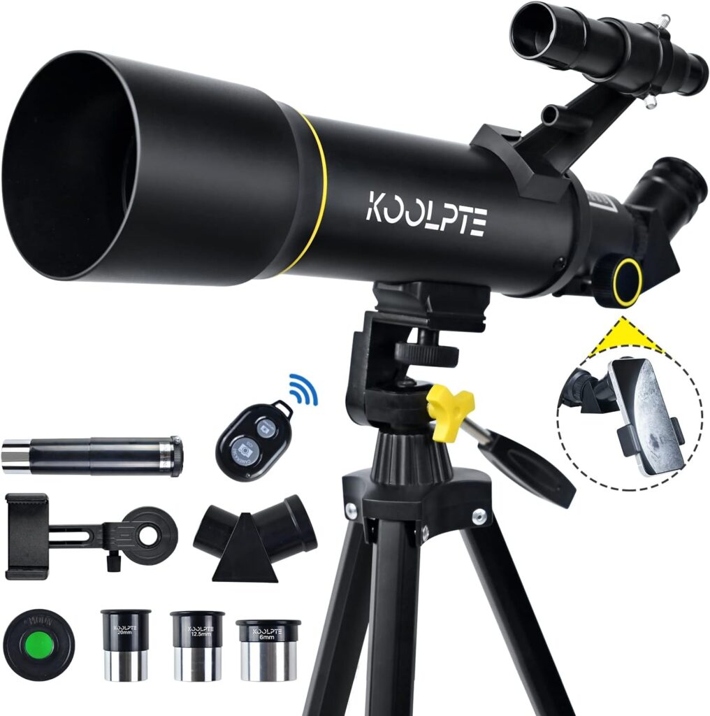 Telescope, 70mm Aperture 400mm AZ Mount Astronomical Refracting Telescope (20x-200x) for Kids  Adults, Portable Travel Telescope with Tripod Phone Adapter, Remote Control, Easy to Use