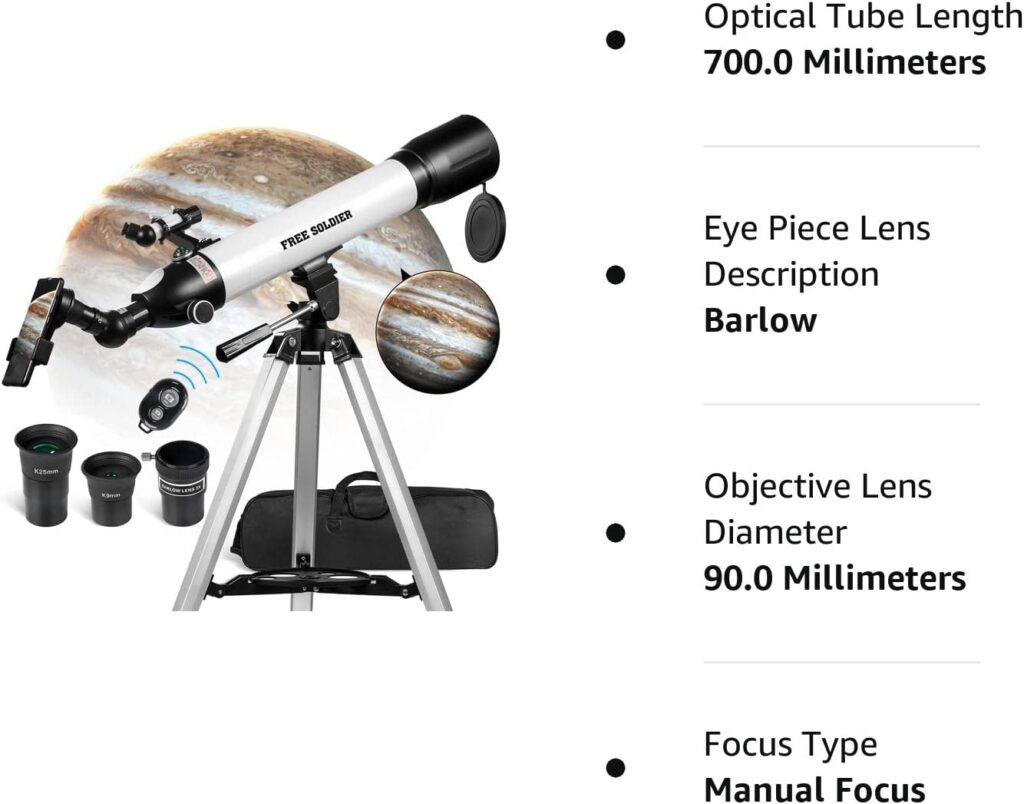 Amazon.com : Telescopes for Adults Astronomy - 700x90mm AZ Astronomical Professional Refractor Telescope for Kids Beginners with Advanced Eyepieces, Cool Christmas Gift for Men, White : Electronics