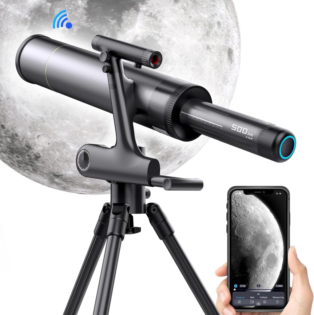 Telescope for Adults Astronomy, 400-1600x Magnification Professional Photography Telescopes, APP Control 2.4 GHz Wi-Fi Telescope (T-Pro)