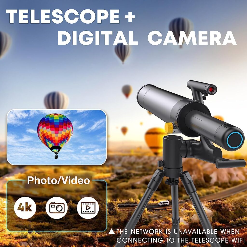Telescope for Adults Astronomy, 400-1600x Magnification Professional Photography Telescopes, APP Control 2.4 GHz Wi-Fi Telescope (T-Pro)